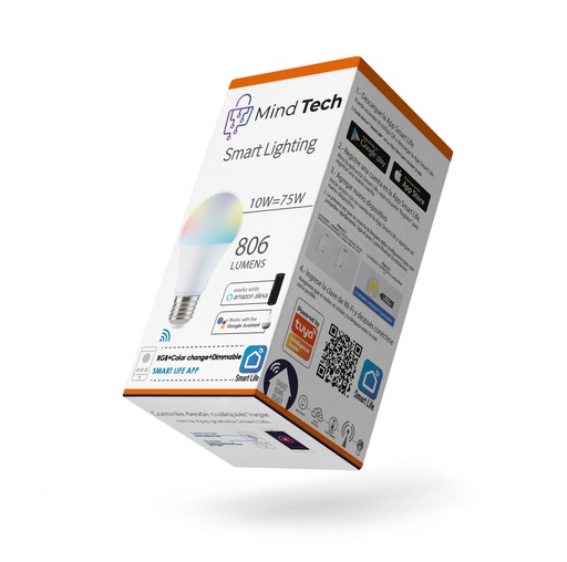 [11MINDTECH06] Ampolleta Smart WIFI Mindtech A60 RGB 10w